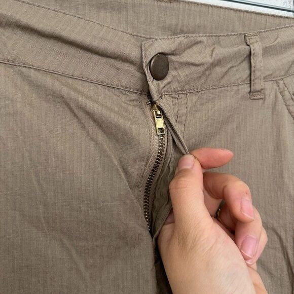 XCVI Capri Pants Rolled Cuff Beige Khaki Cotton Lightweight Tapered Women's XL - Picture 4 of 8